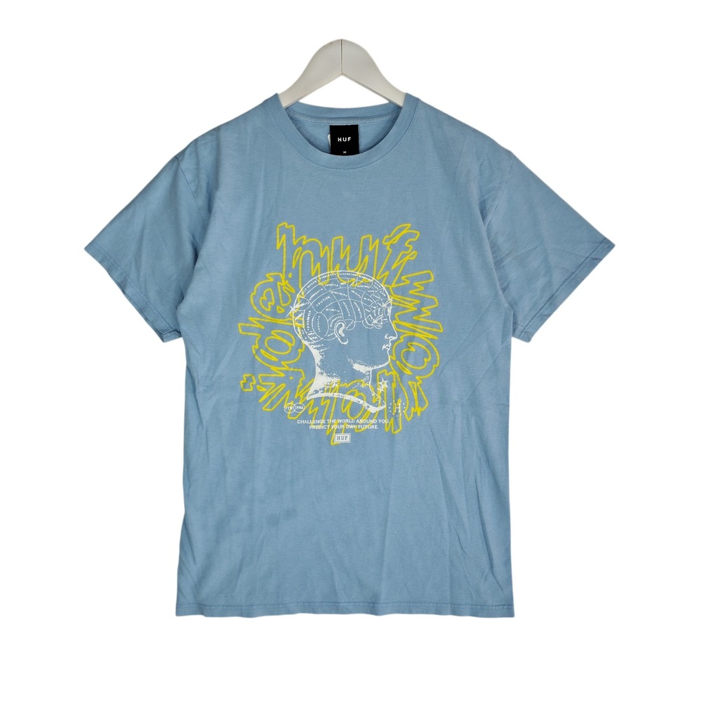 HUF Mens Graphic T-Shirt Blue Phrenology Head Streetwear Size M